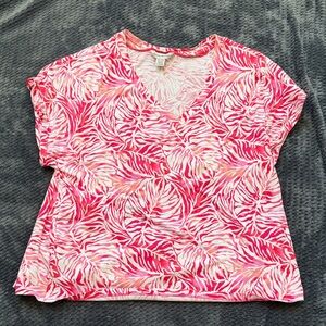 Tommy Bahama Pink and White Short Sleeve Tee
